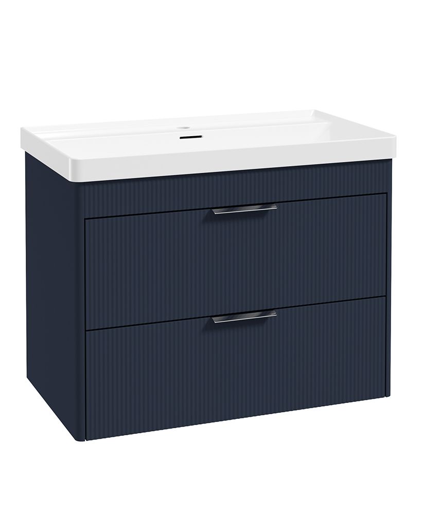 Sonas Reed 800mm 2 Drawer Wall Hung Unit & Basin – Matt Cobalt Night