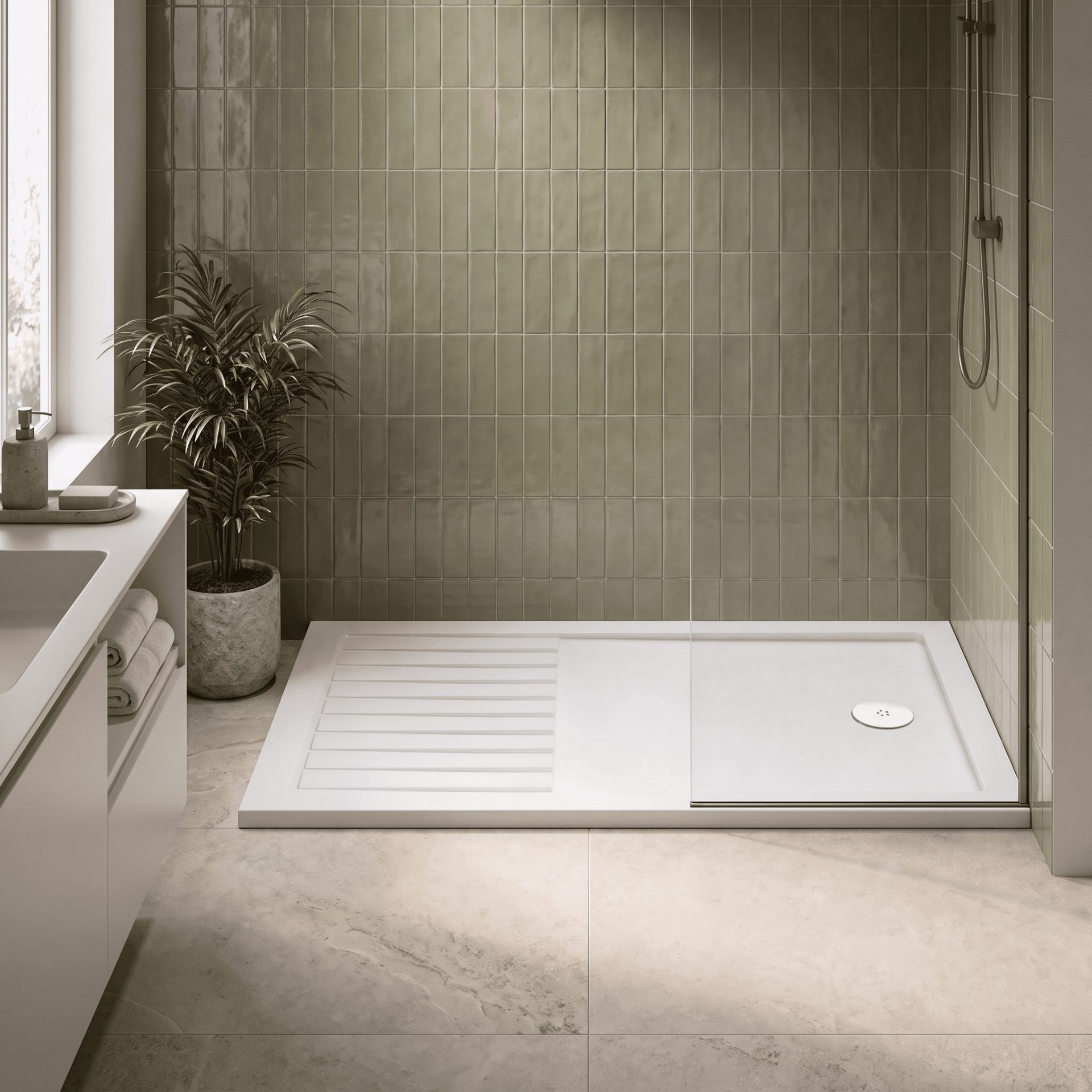 Nuie 40mm Slip Resistant Rectangular Shower Tray – Matt White