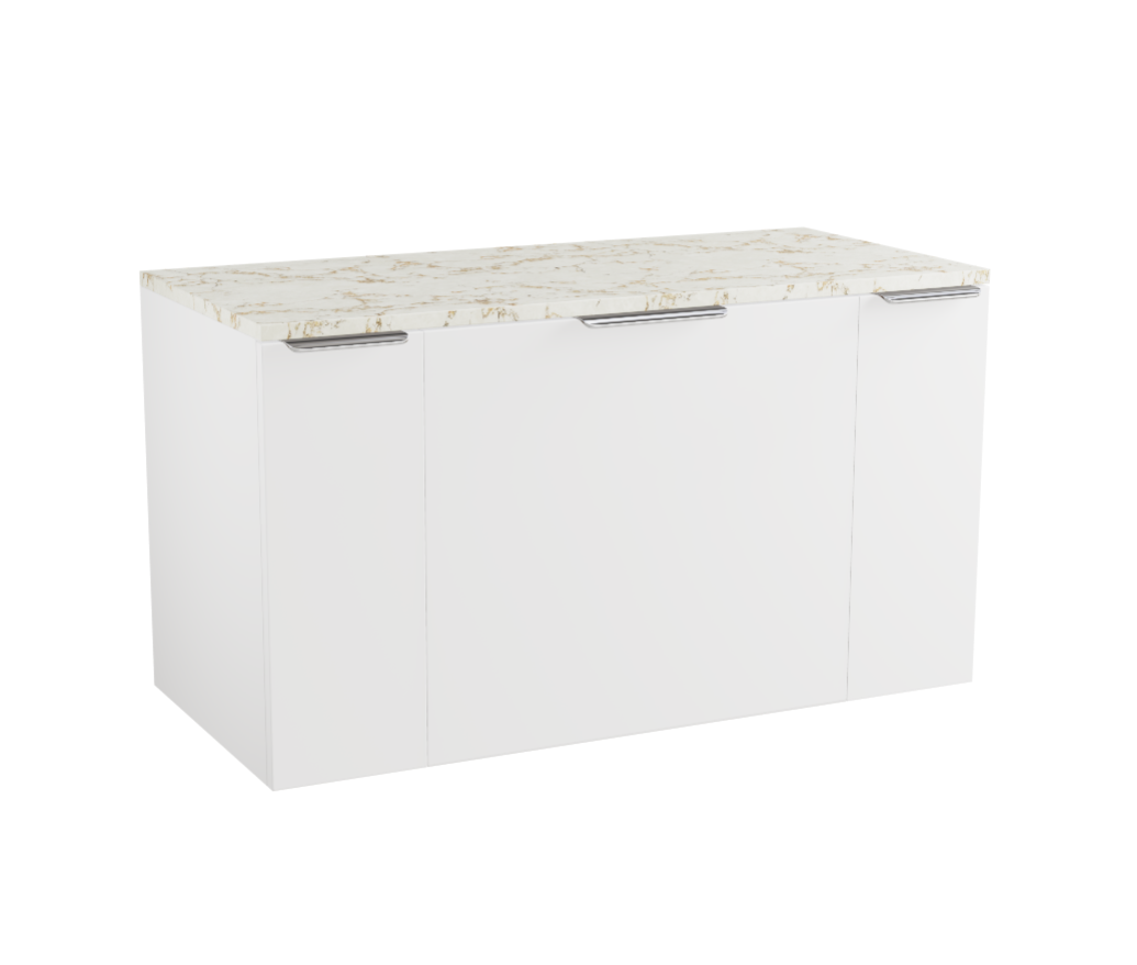 MyLife Keva 200+600+200mm 3 Drawer Wall Mounted Unit & Optional Worktop – White Gloss