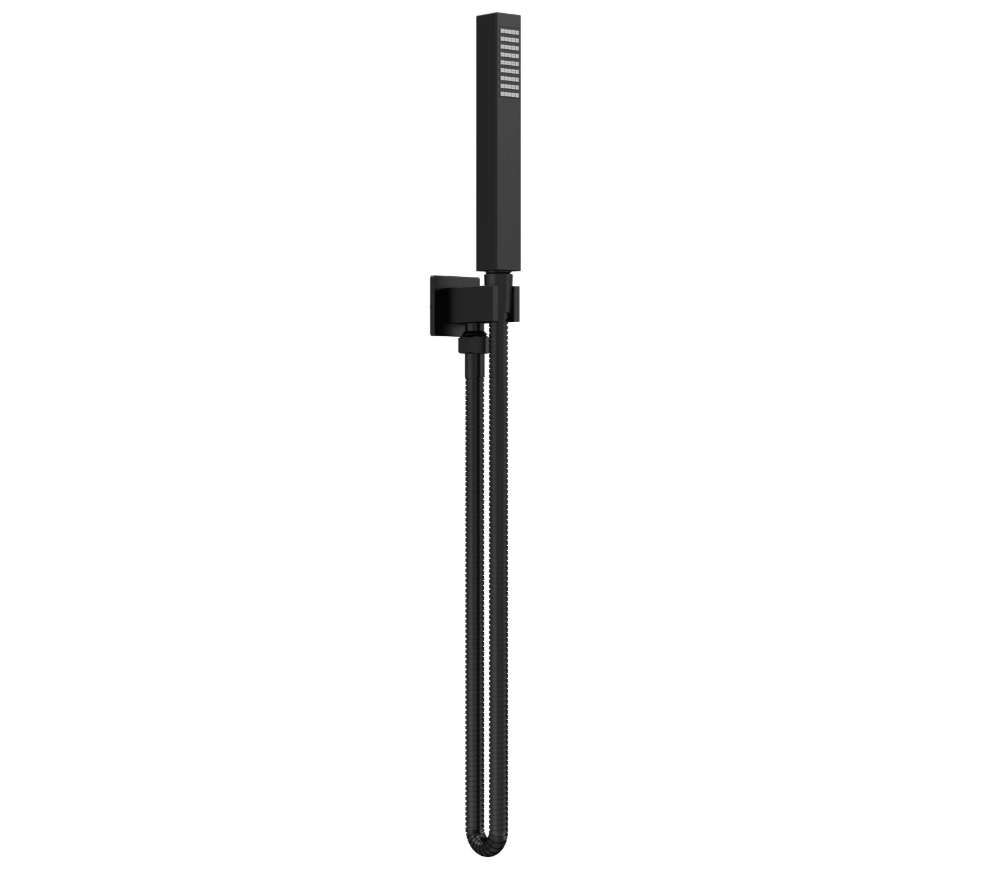 Nuie Lux Square Shower Handset with Outlet Elbow, Parking Bracket & Flex – Matt Black