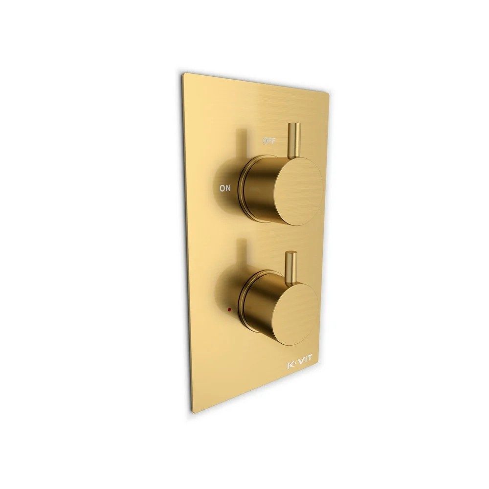 Kartell Ottone Round Thermostatic Concealed Shower with Fixed Overhead Drencher – Brushed Brass