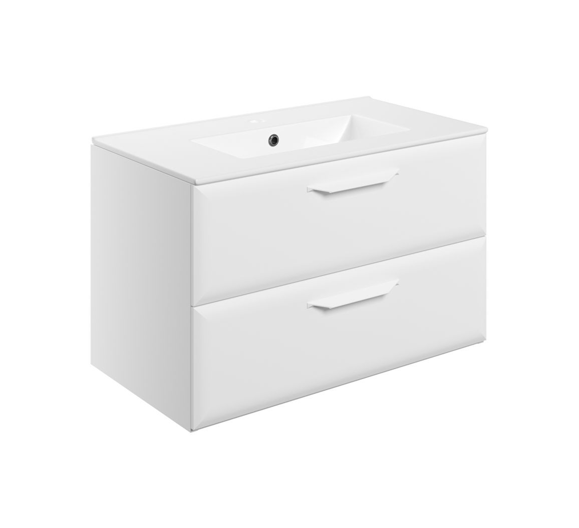 MyBathrooms Murillo 815mm 2 Drawer Wall Hung Unit & Basin – Matt White