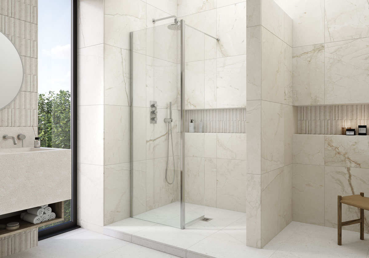 Kudos Siona Wetroom Panel incl. Wall Post Kit & Fixing Kit – Chrome