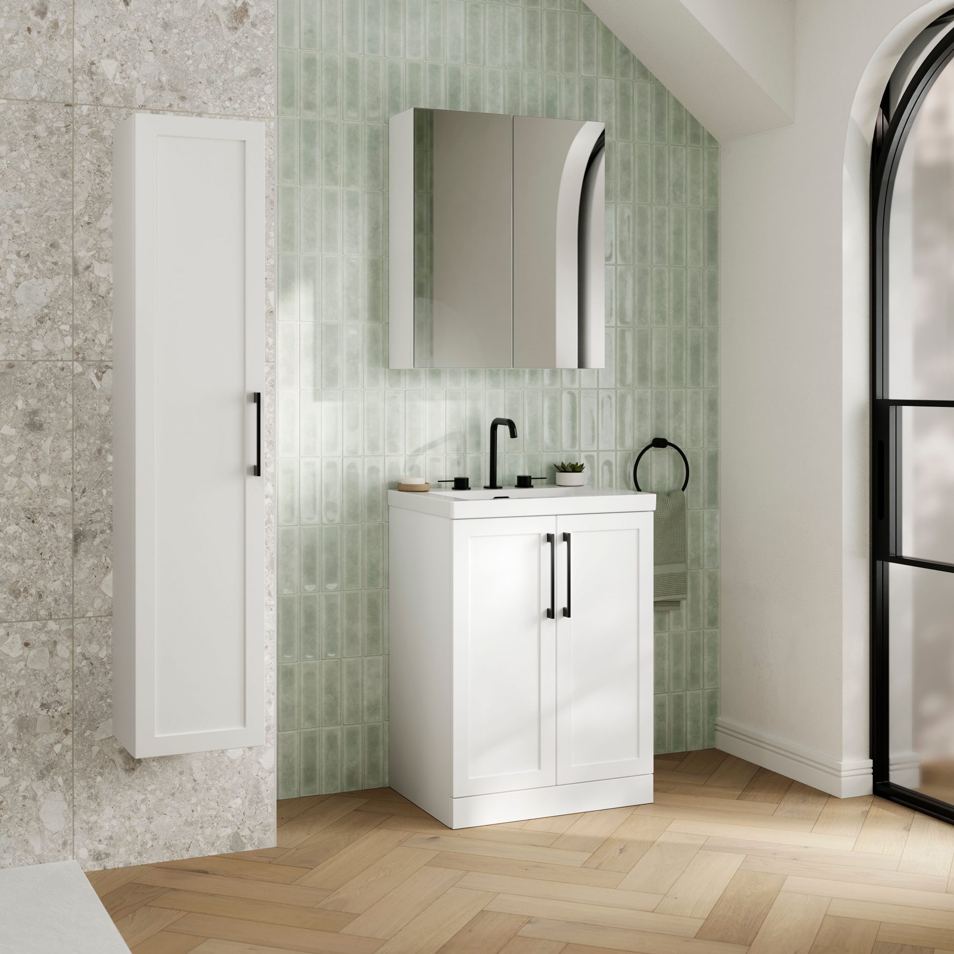Nuie Lux Larck 800mm 2 Door Floorstanding Vanity Unit – Matt White
