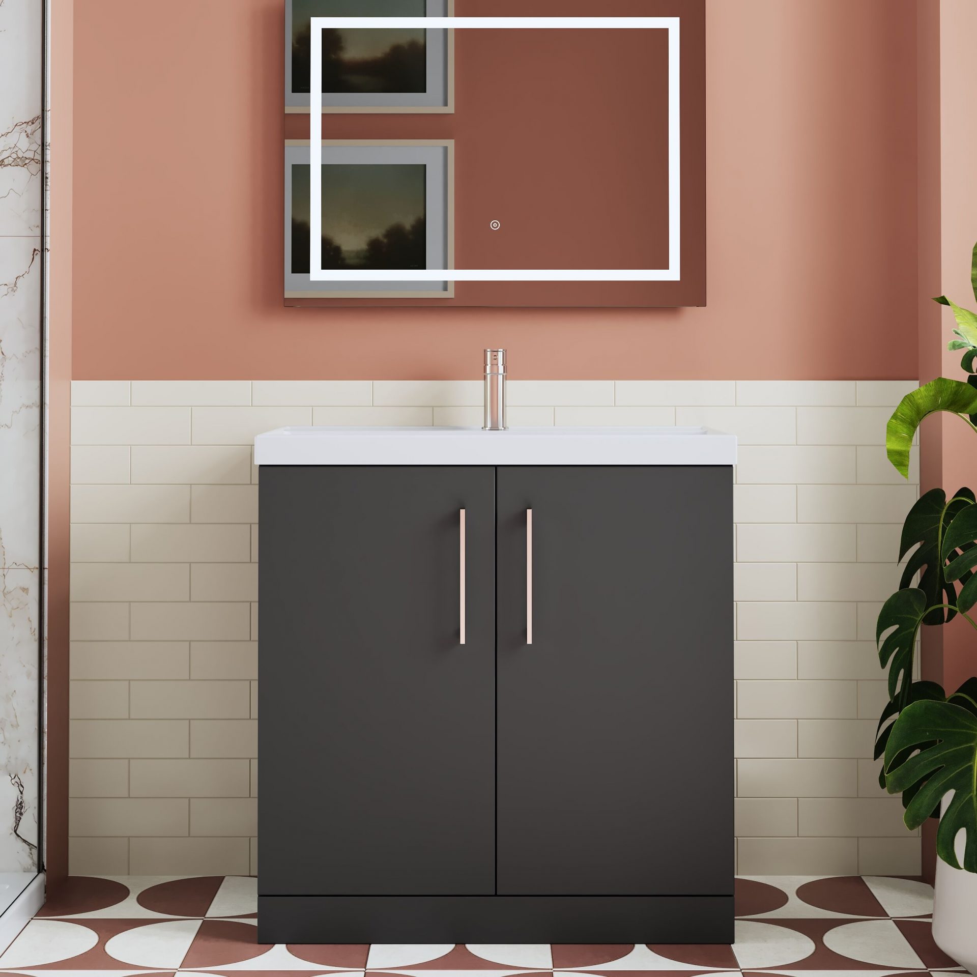 Nuie Lux Kivo 800mm 2 Door Floorstanding Vanity Unit – Soft Black