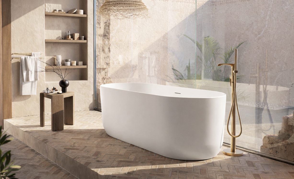 Scudo Eden Oval Freestanding Bath 1700x800mm – Matt White