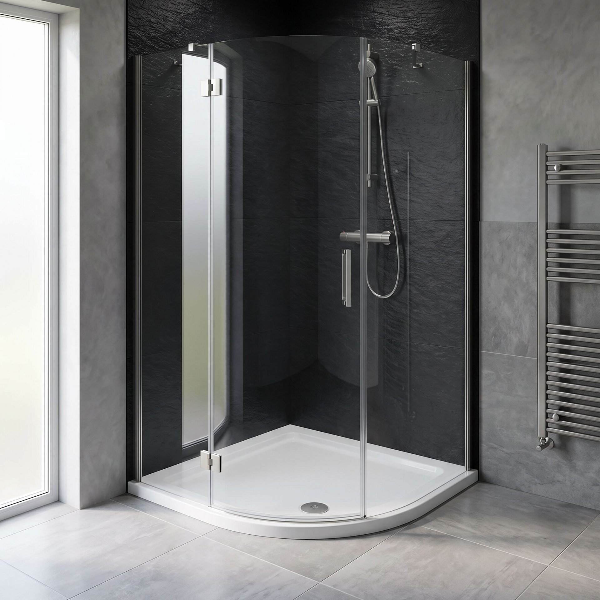 Nuie 40mm Slip Resistant Slimline Quadrant Shower Tray – Matt White