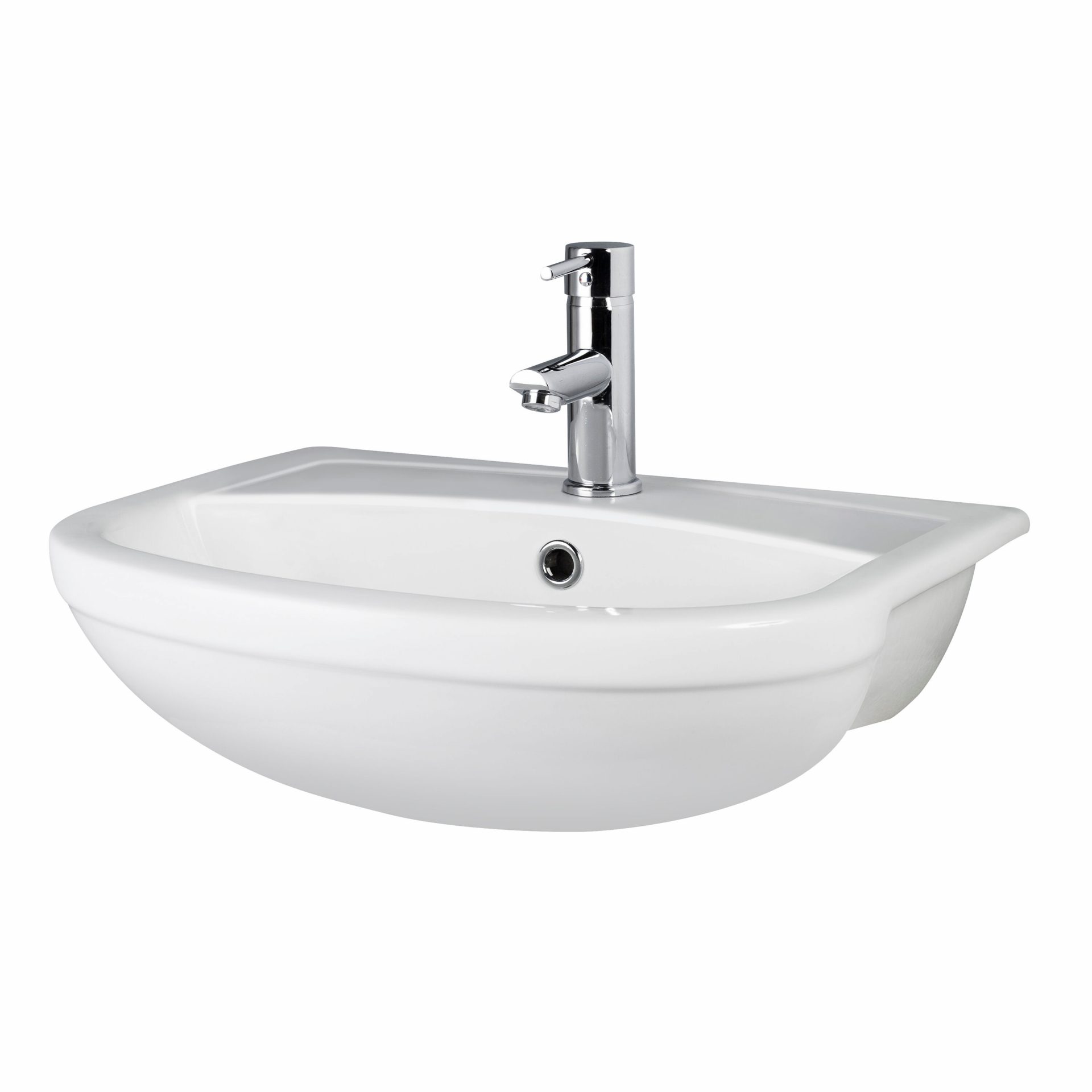 Nuie Harmony 500mm 1 Tap Hole Ceramic Semi-Recessed Basin
