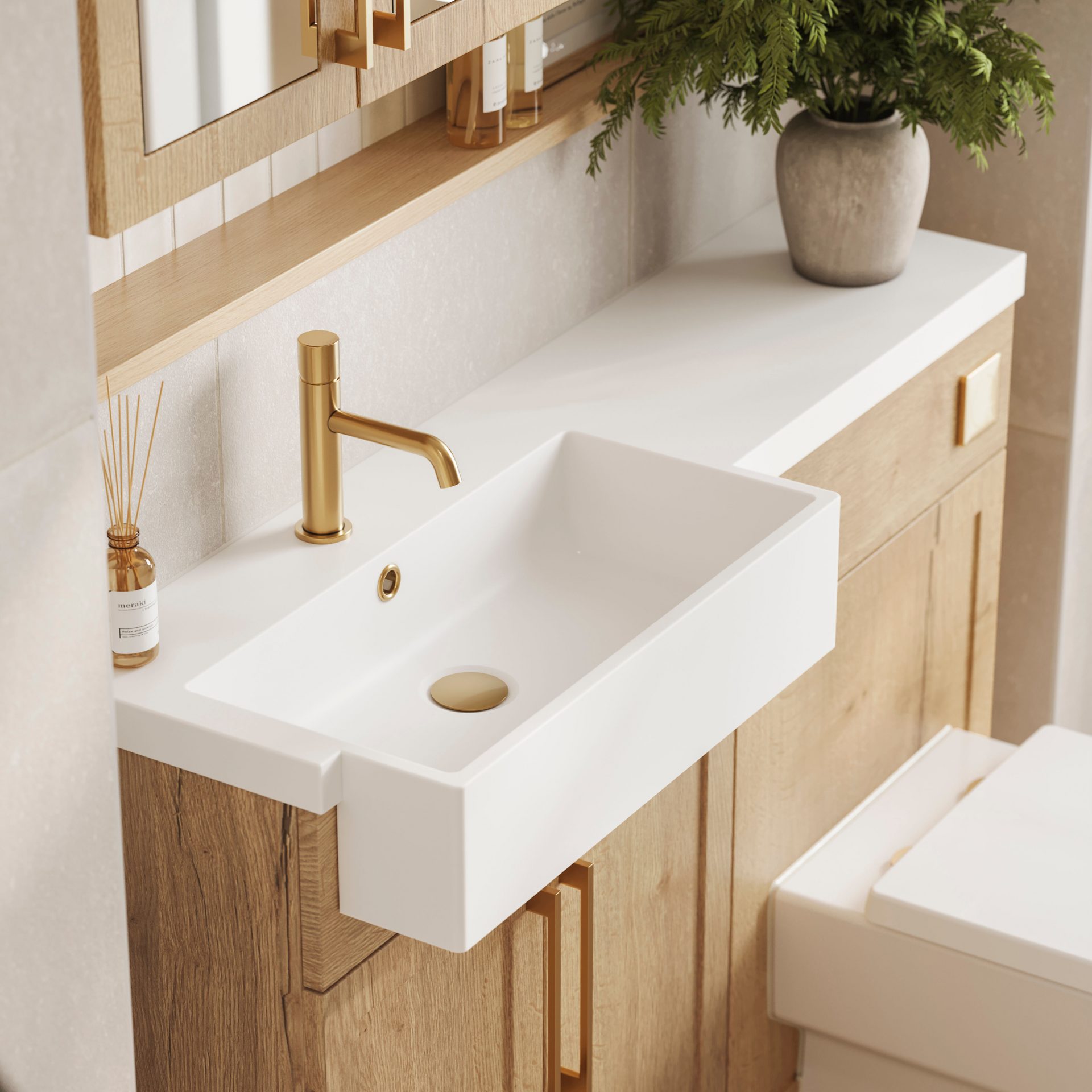 Nuie Lux Fable 600mm 2 Door Slim Floorstanding Unit – Autumn Oak