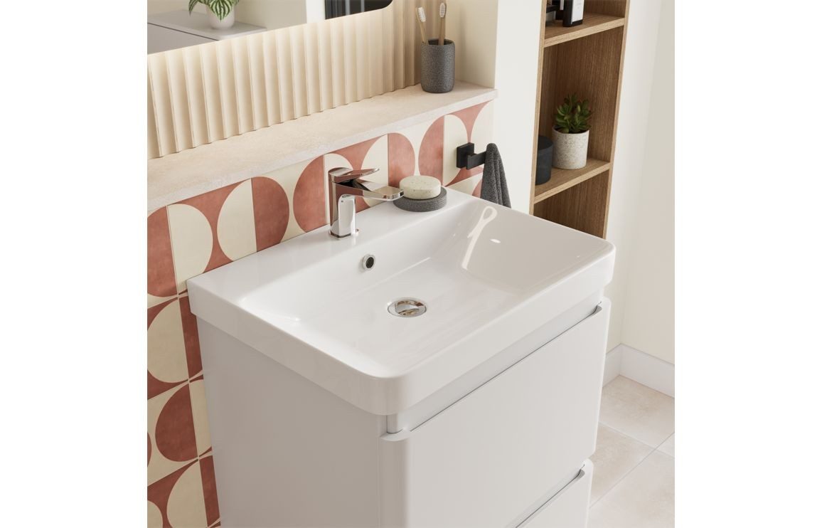 MyBathrooms Clara 500mm 2 Drawer Wall Hung Unit & 1TH Basin – Matt White