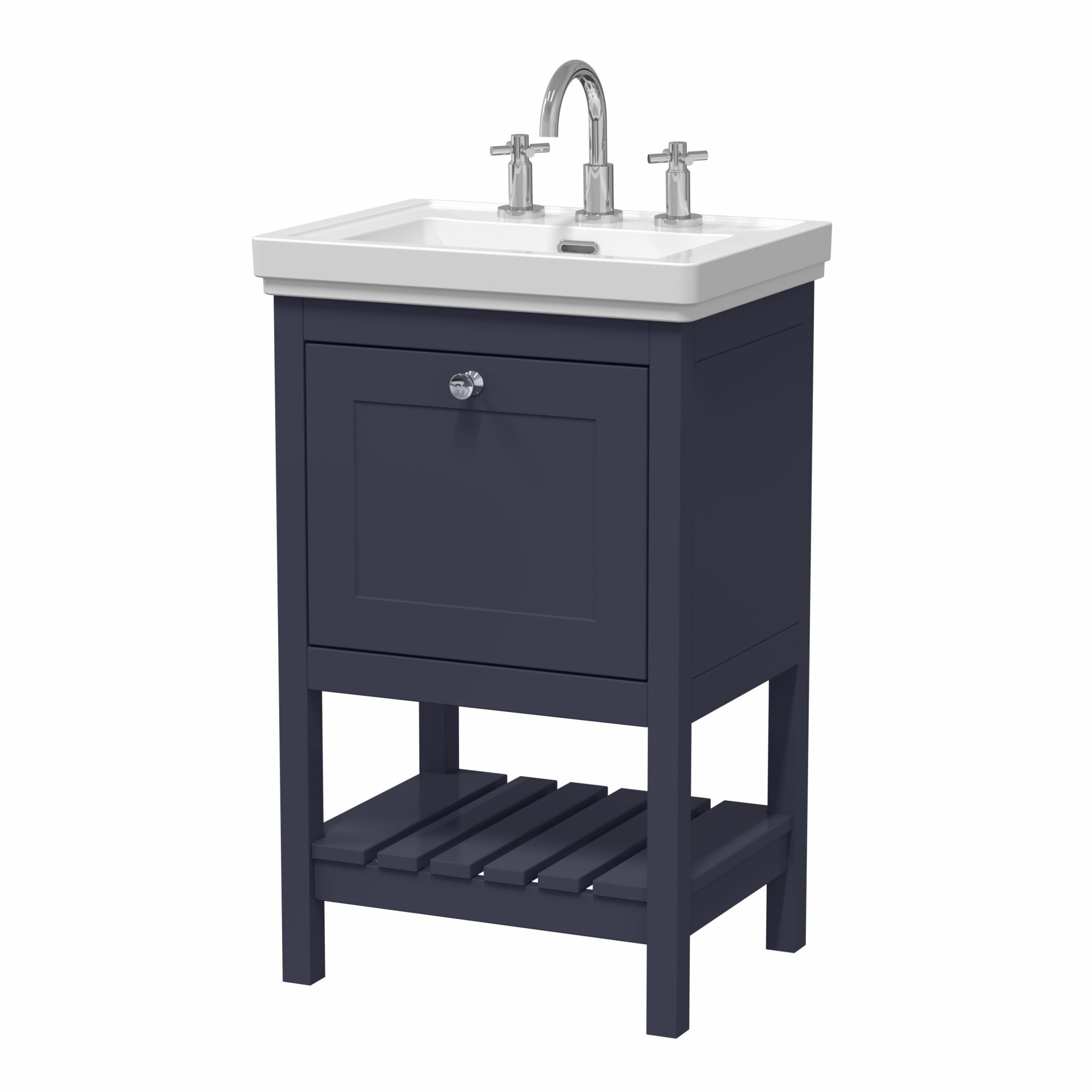 Old London Bexley 500mm 1 Drawer Floor Standing Vanity Unit & Basin – Indigo Blue