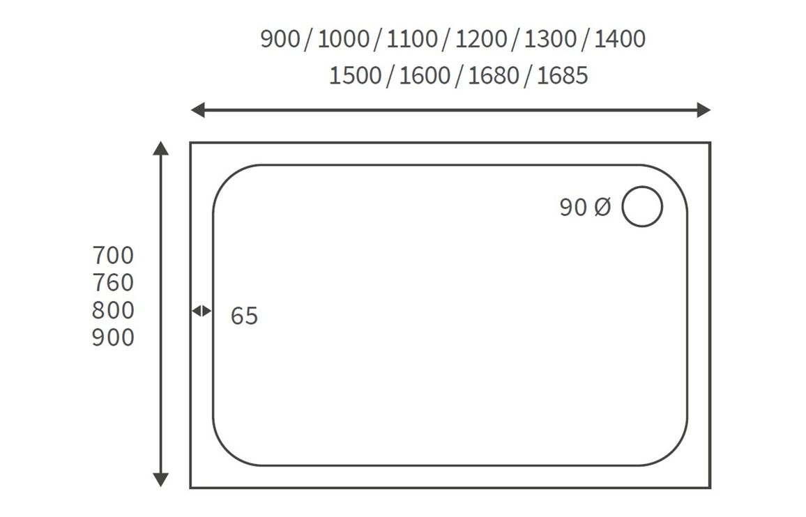Optimum 45mm Low Profile Rectangular Tray & Waste