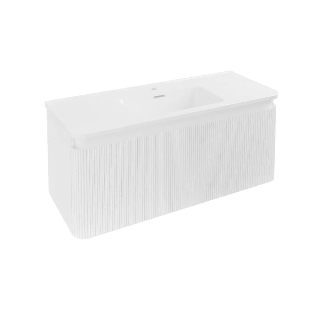 Eastbrook Belice Fluted 1000mm 1 Drawer Wall Hung Unit with Countertop or Basin – Gloss White
