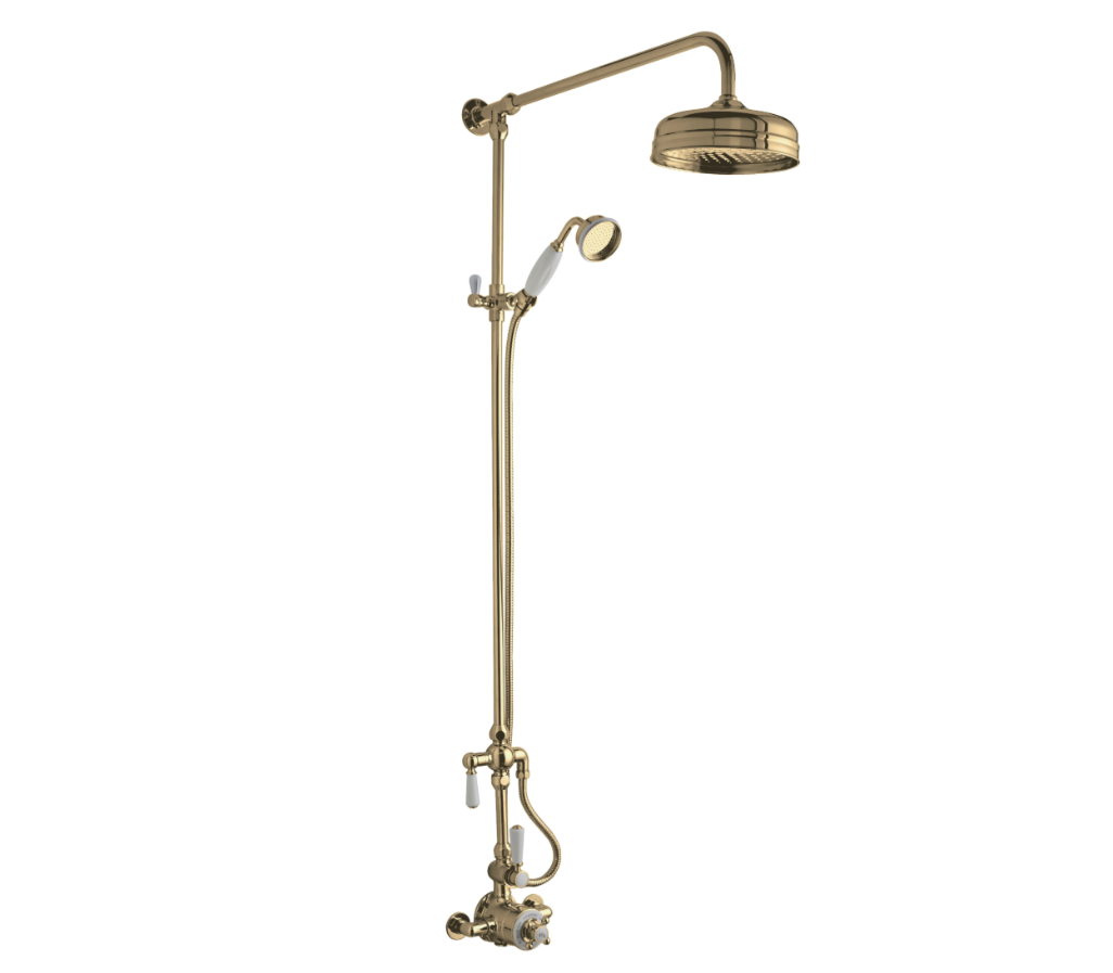 Old London Traditional Shower Kit With Head and Handset – Brushed Brass