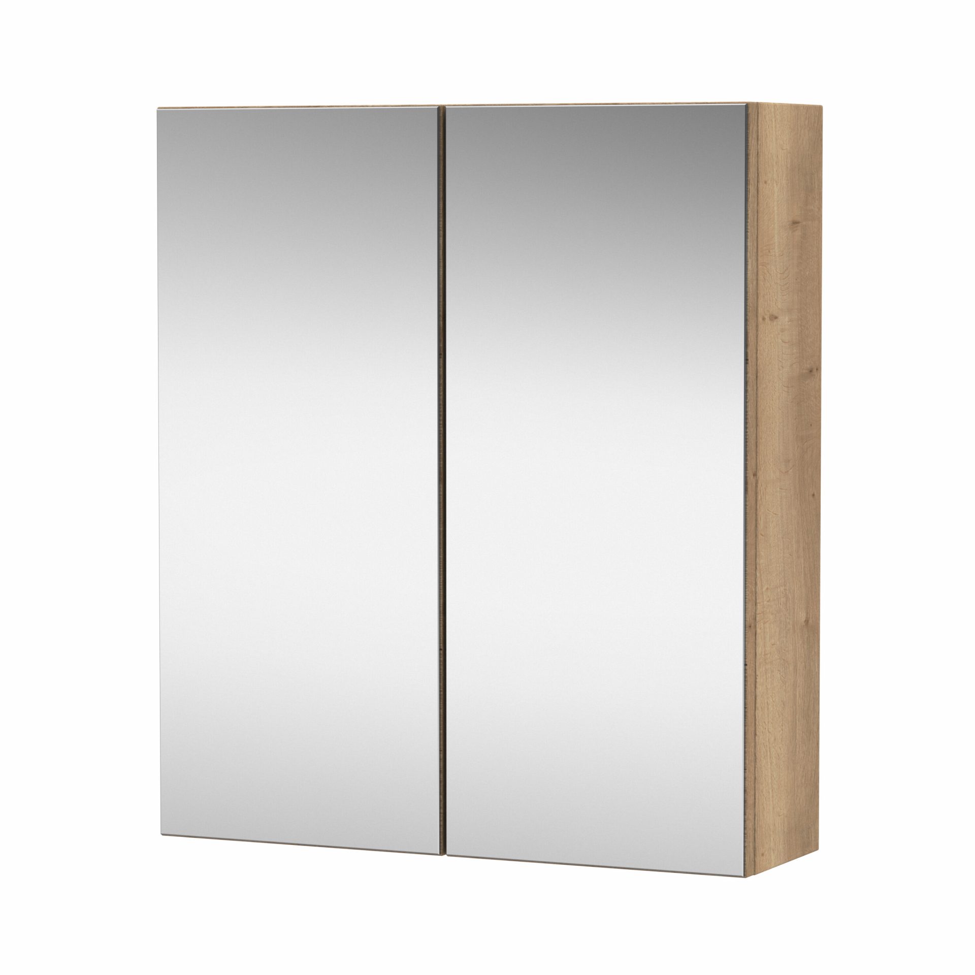 Nuie Lux Krest 600mm 2 Door Wall Mirror Cabinet – Autumn Oak