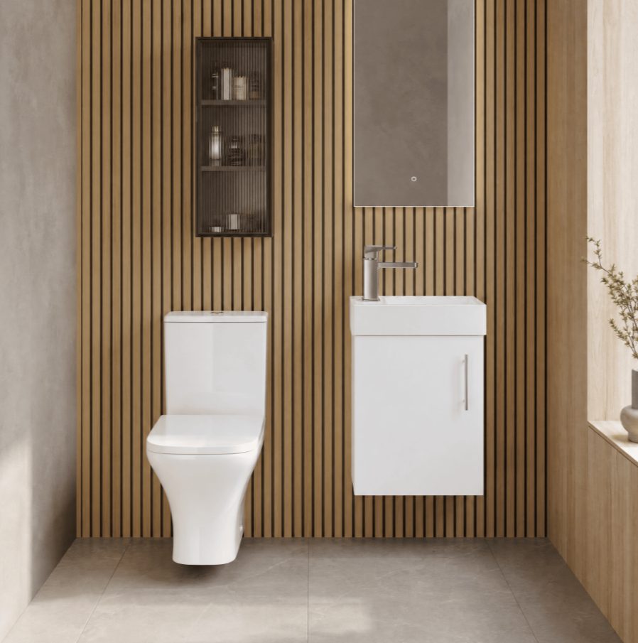 400mm Gloss White Wall Hung Cloakroom Suite