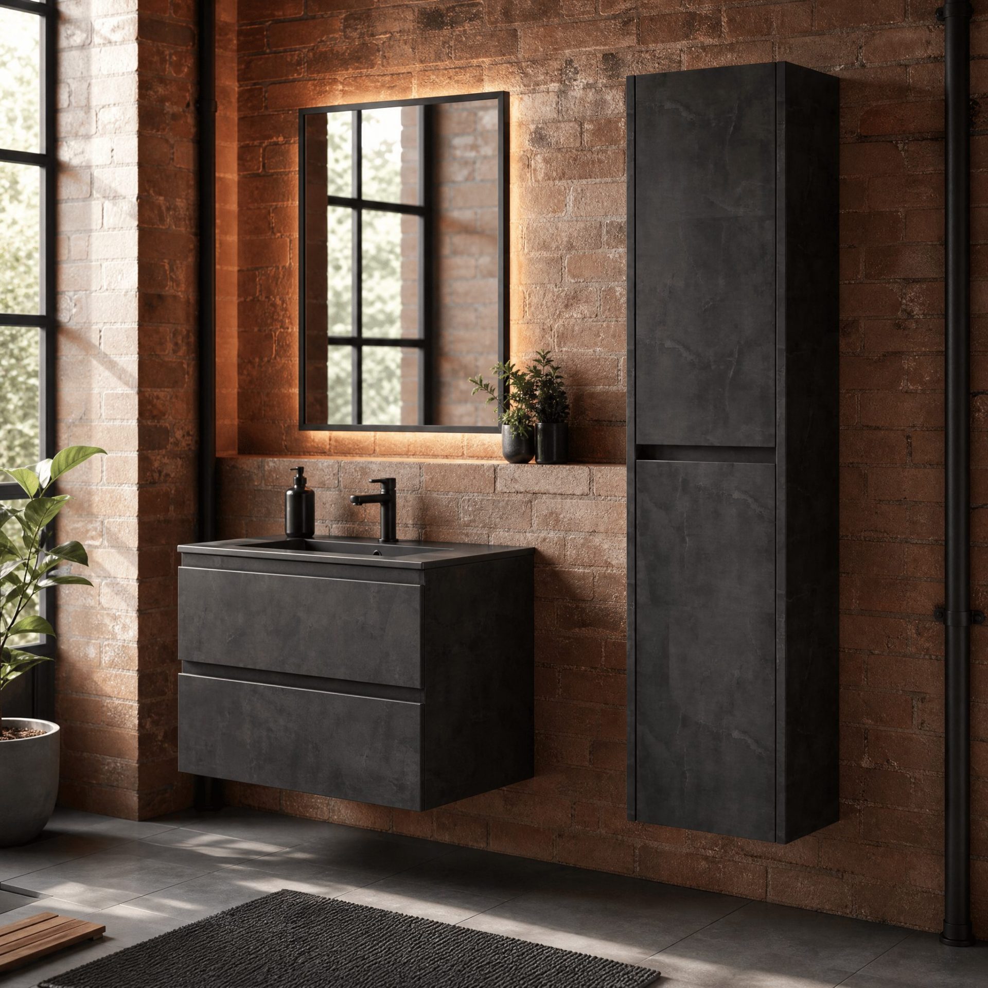 Nuie Havana 350mm Wall Hung Tall Cabinet – Metallic Slate