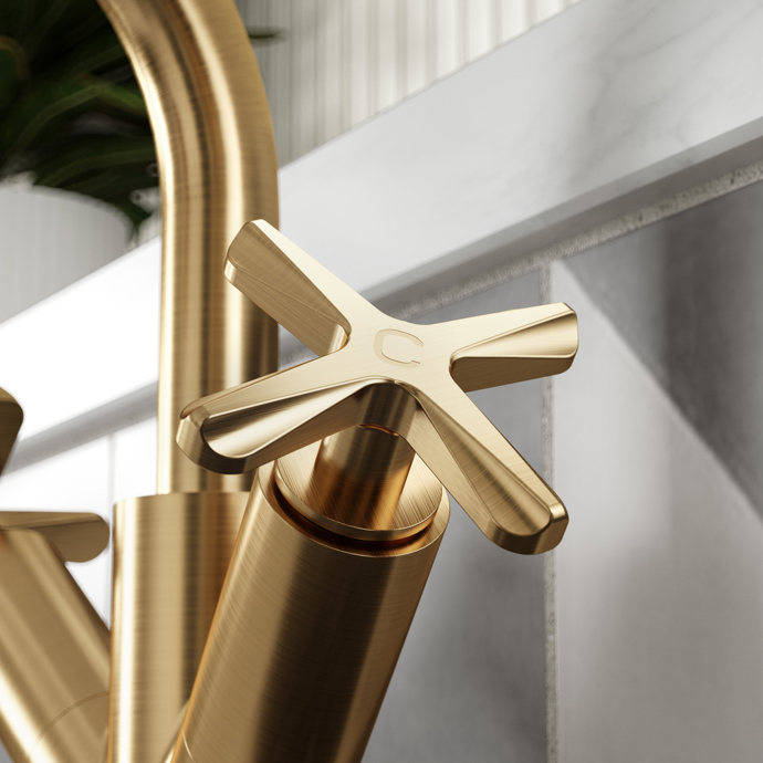 Nuie Aztec Mono Basin Mixer – Brushed Brass