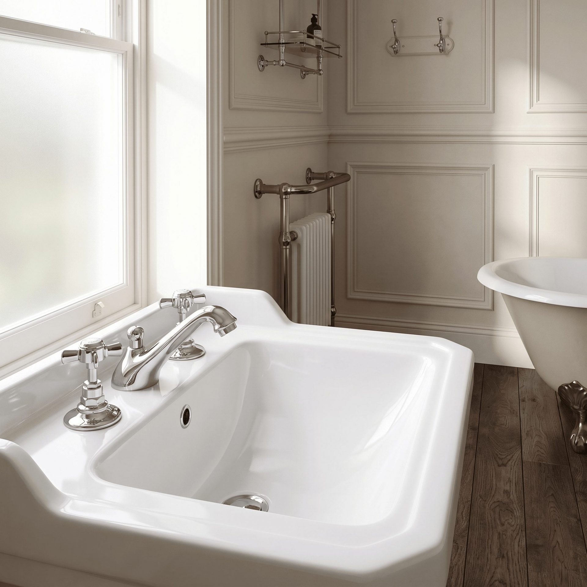 Nuie Beaumont Traditional 3 Tap Hole Basin Mixer with Pop-Up Waste – Chrome