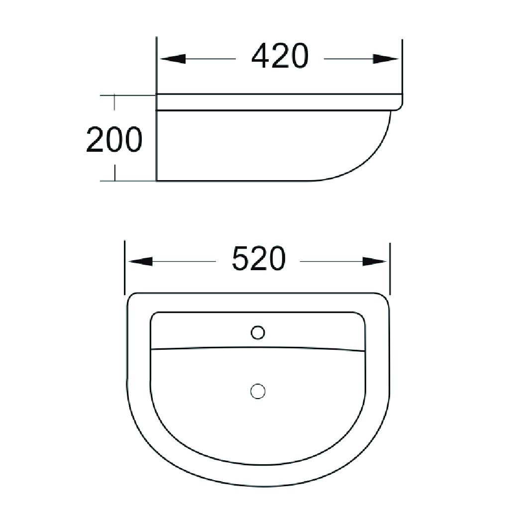 Eastbrook Dura 510x410mm Ceramic Semi Recessed Basin – White
