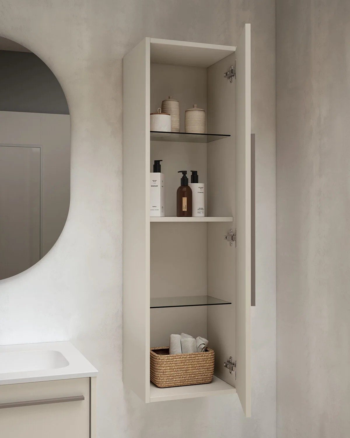 Tissino Tellao 1000mm Vanity Unit Inc Storage Column Pack – Soft Taupe