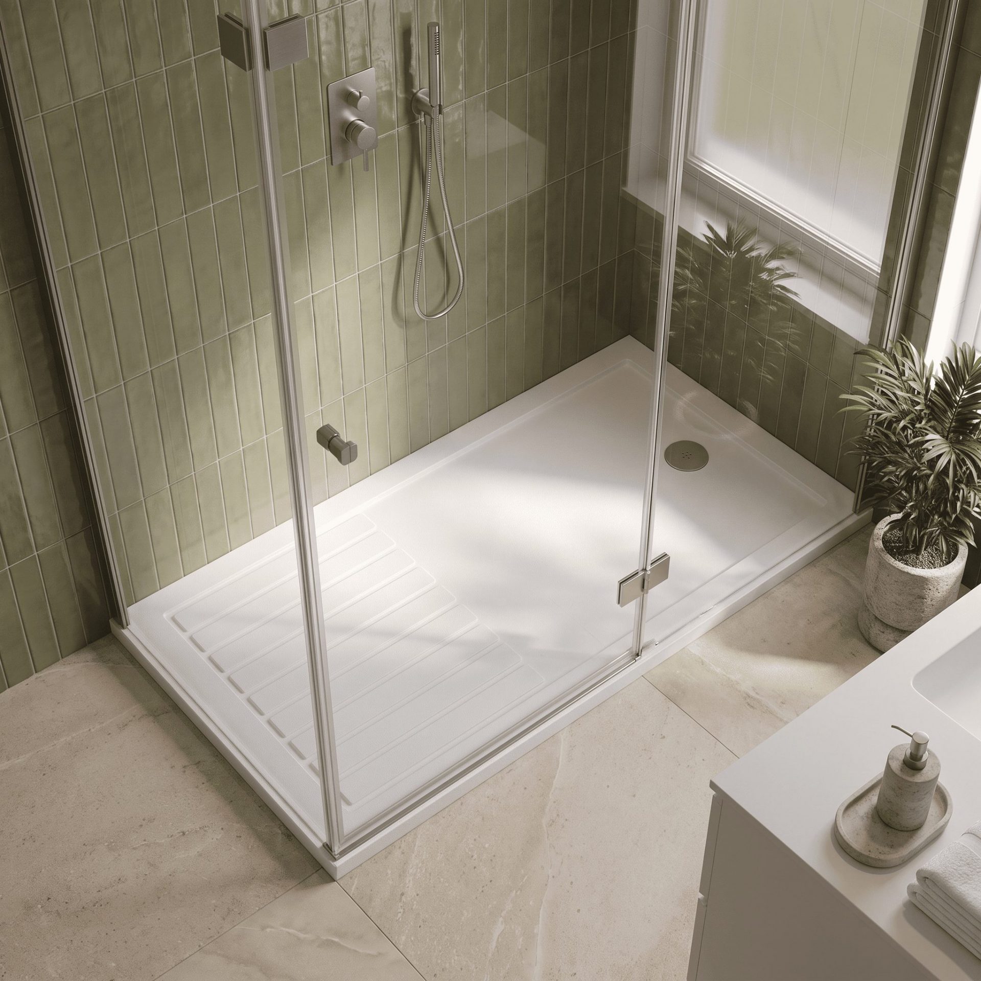 Nuie 40mm Slip Resistant Rectangular Shower Tray – Matt White