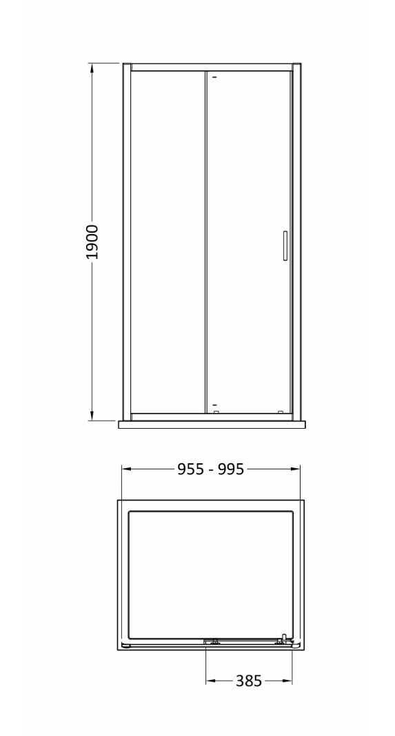 1000 x 900mm Brushed Brass Single Sliding Shower Enclosure With White Tray