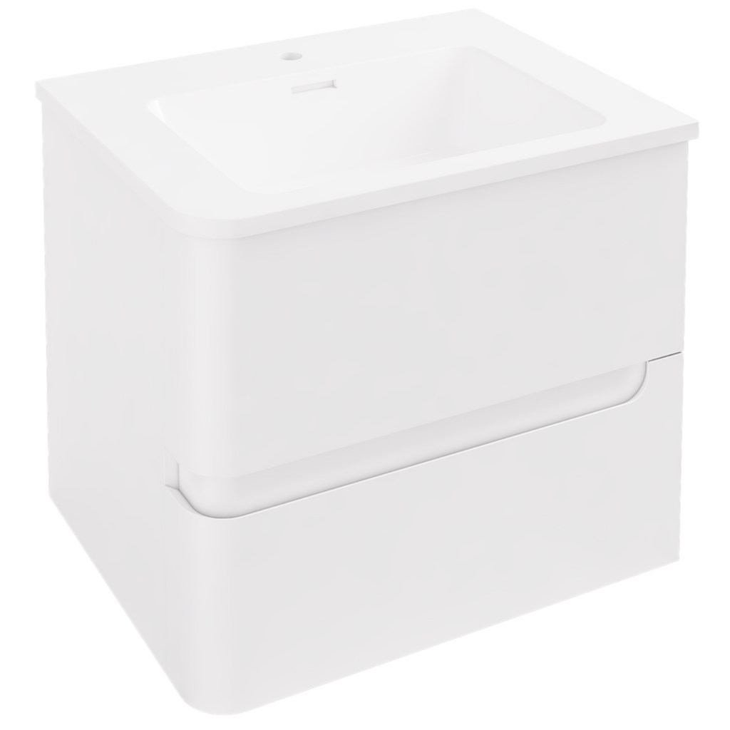 Eastbrook Arda 600mm 2 Drawer Wall Hung Unit & Basin, LH – Gloss White