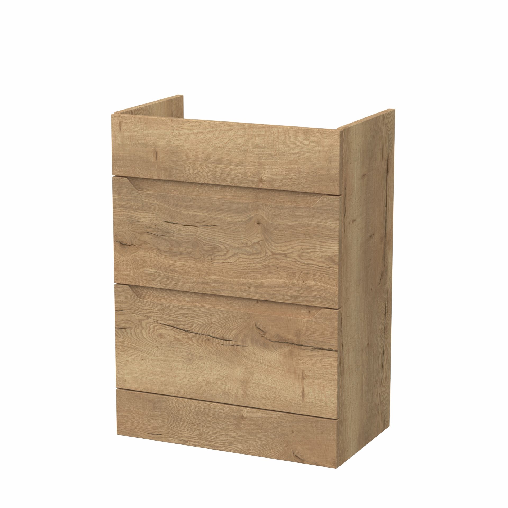 Nuie Lux Loave 600mm 2 Drawer Standard Floorstanding Unit – Autumn Oak