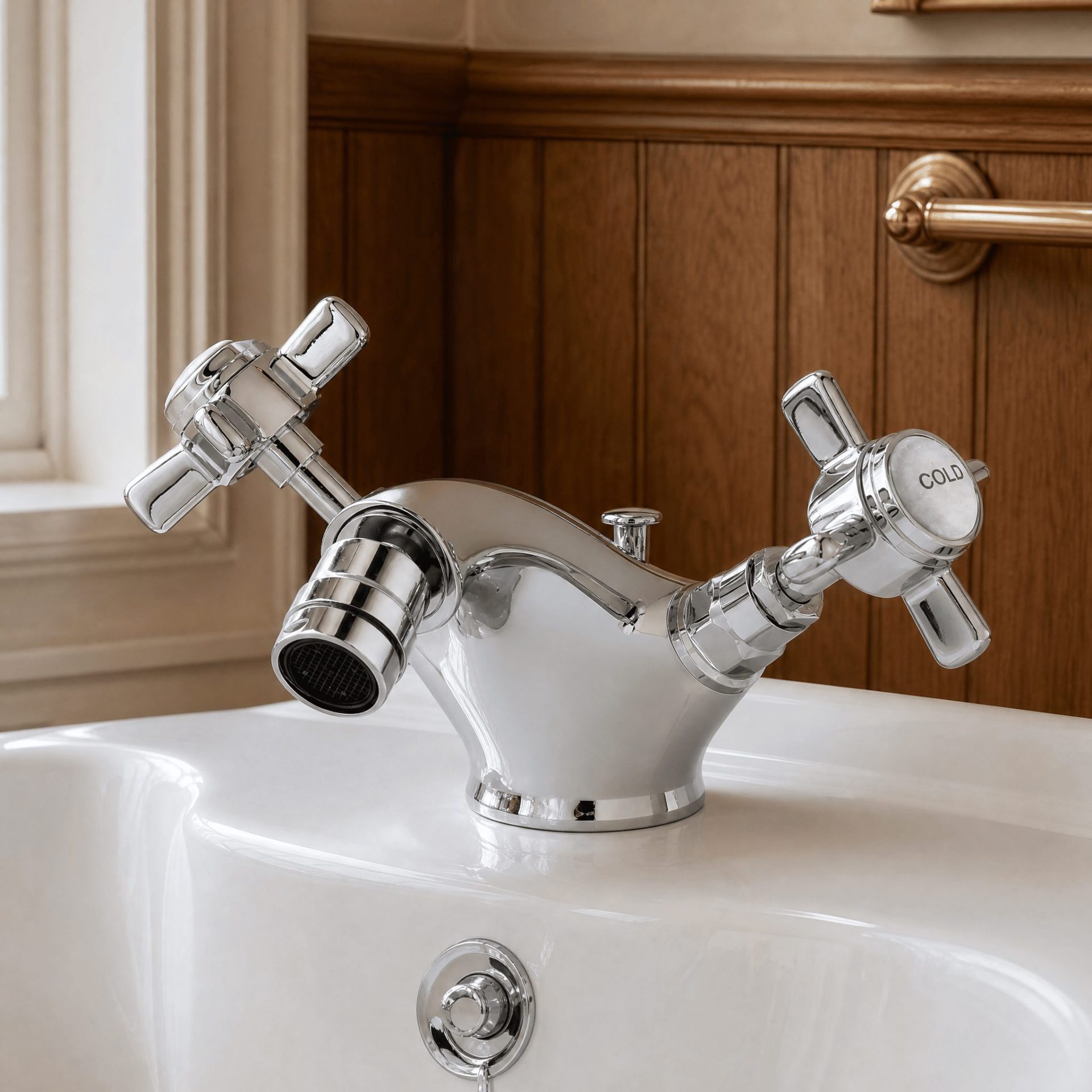 Nuie Beaumont Traditional Luxury Mono Bidet Mixer with Pop-Up Waste – Chrome