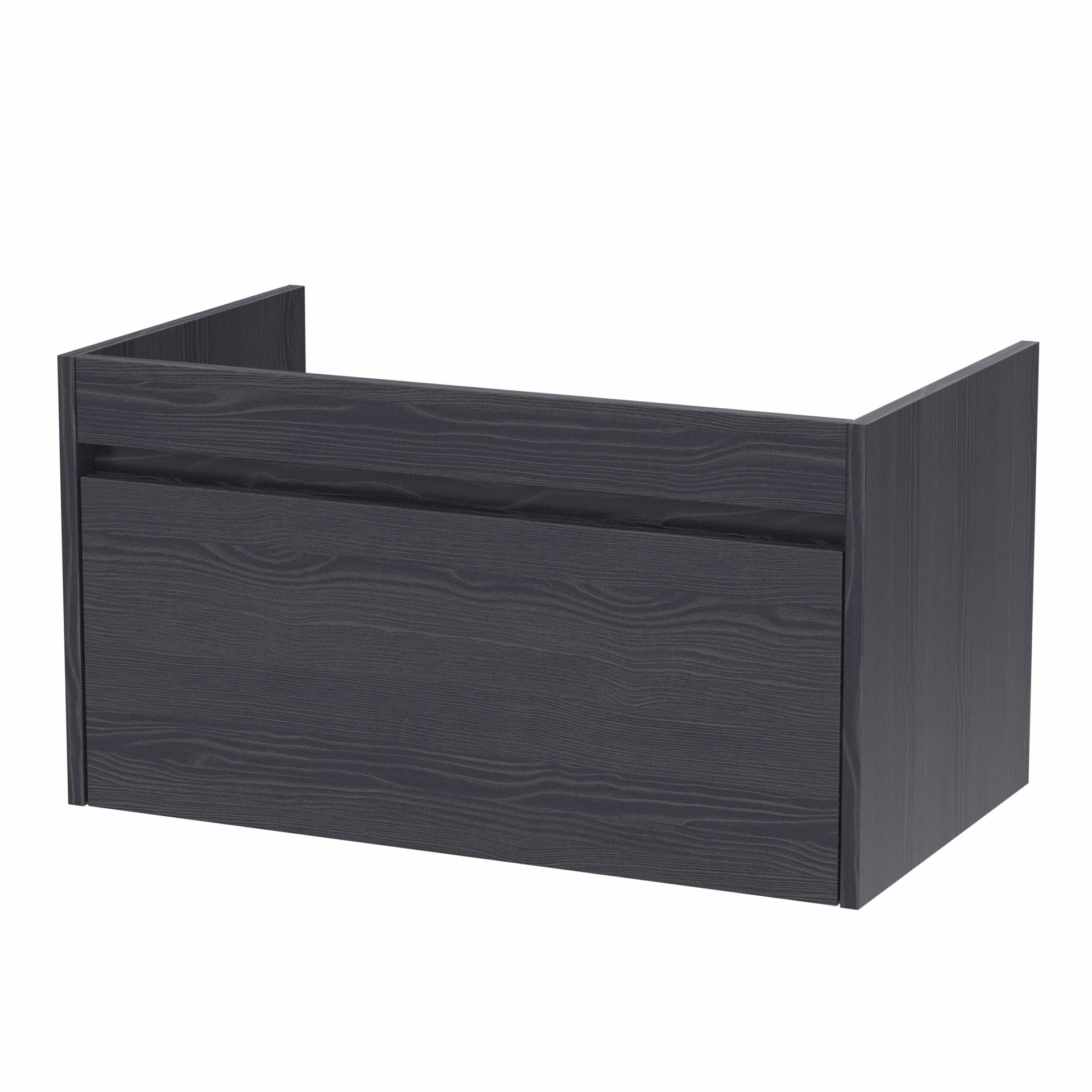 Nuie Lux Loftwood 800mm 1 Drawer Wall Hung Vanity Unit – Graphite Grey