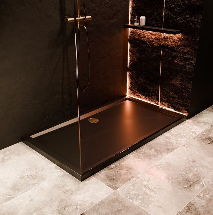 MyBathrooms Optimum 40mm Low Profile Rectangular Tray & Waste – Matt Black