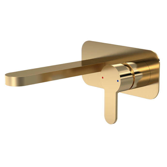 Nuie Arvan Wall Mounted Basin Mixer With Plate – Brushed Brass