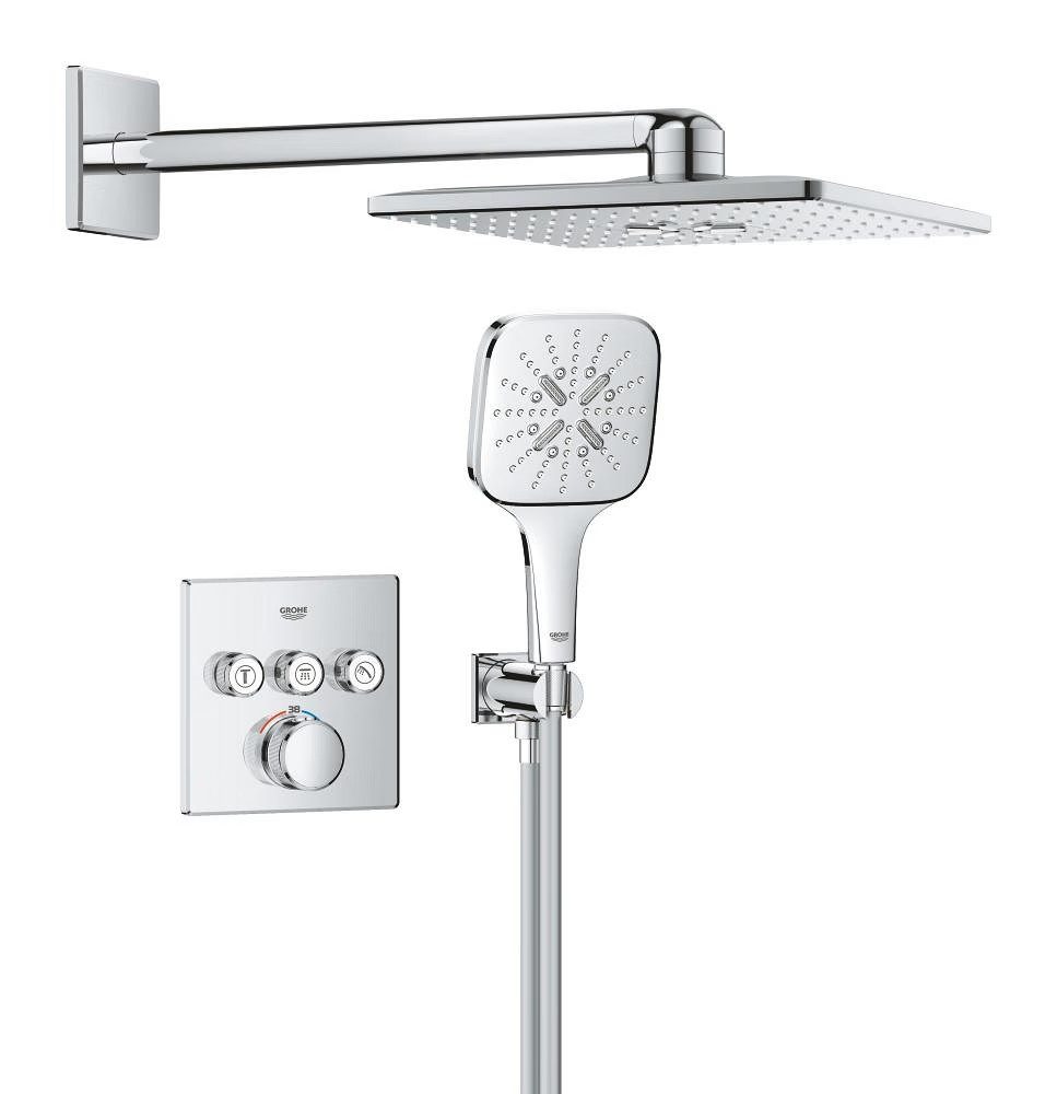 Grohe Grohtherm SmartControl Square Concealed Shower System – Chrome