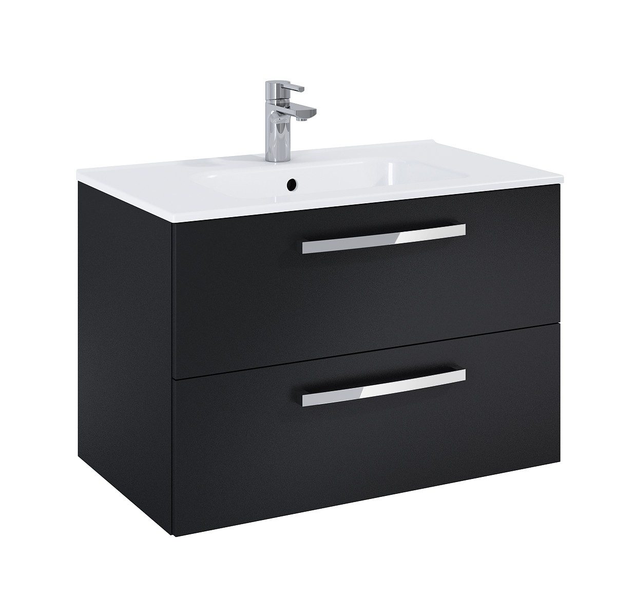 Aqua Aquatrend 800mm 2 Drawer Wall Hung Unit & Basin – Matt Carbon