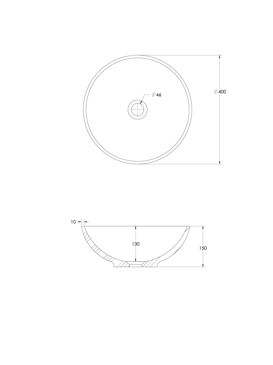 Sonas Skal Round Countertop Basin & Waste – White Matt