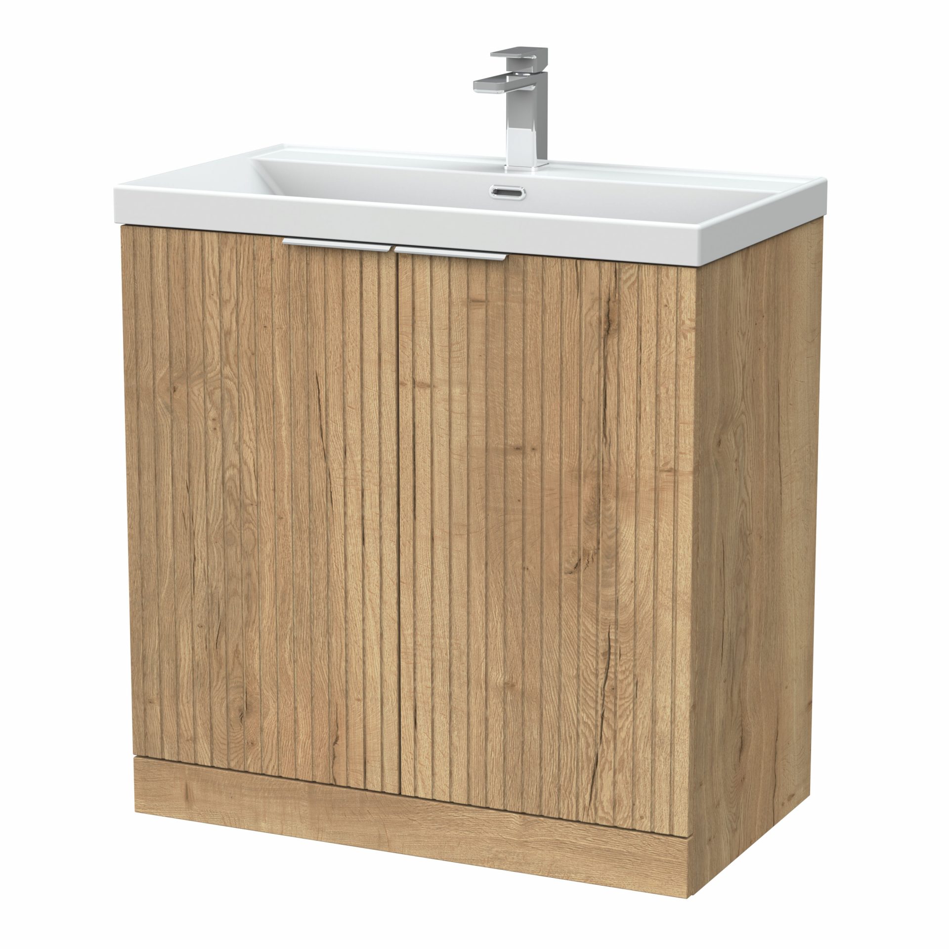 Nuie Lux Flume 800mm 2 Door Floorstanding Vanity Unit – Autumn Oak