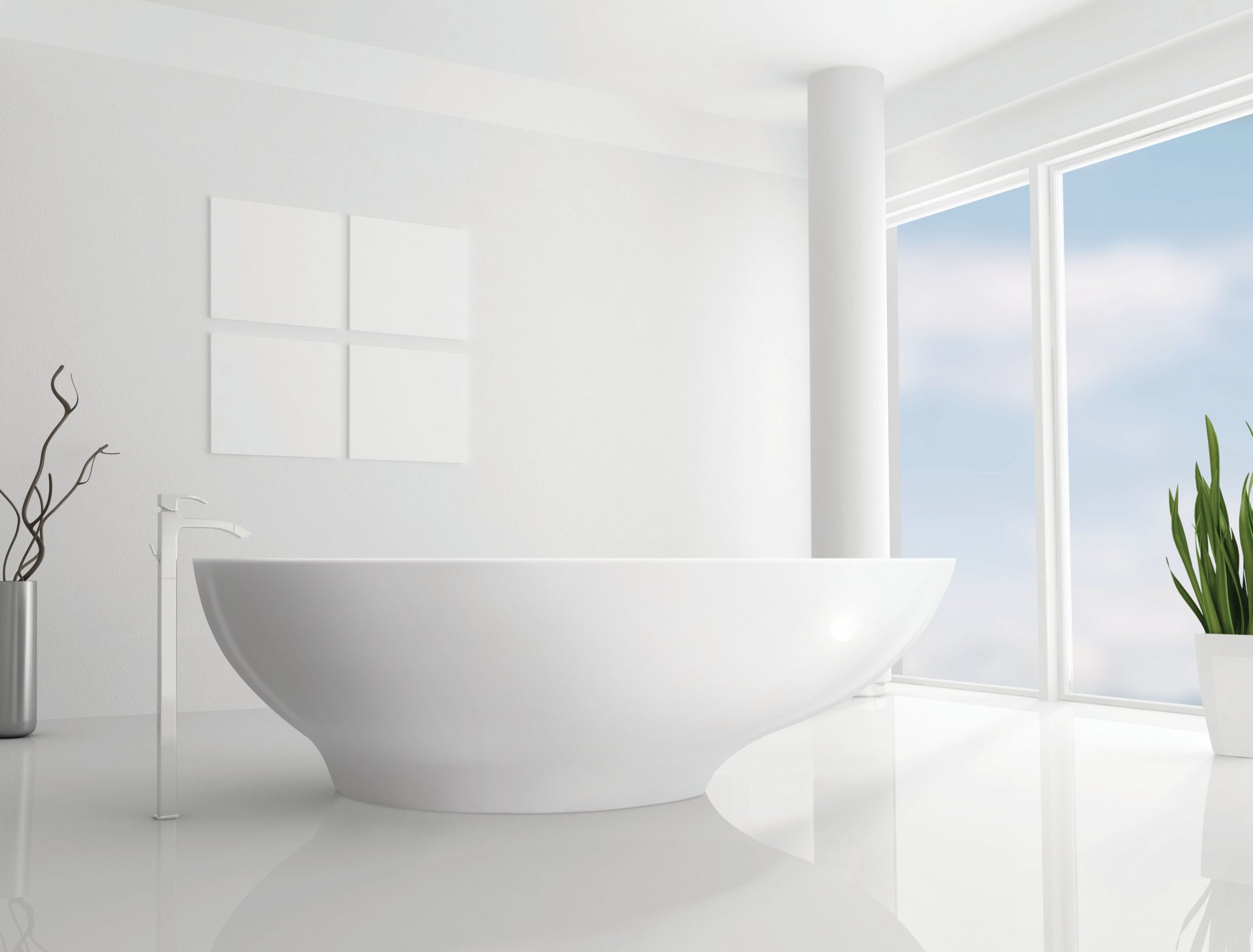 BC Designs Gio 1645mm Polished White Freestanding Bath