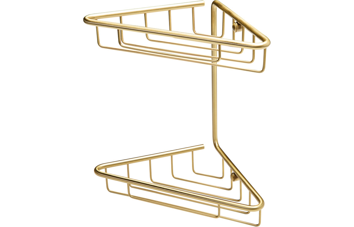 Atlanta 2-Tier Corner Shower Caddy - Brushed Brass - Get My Taps