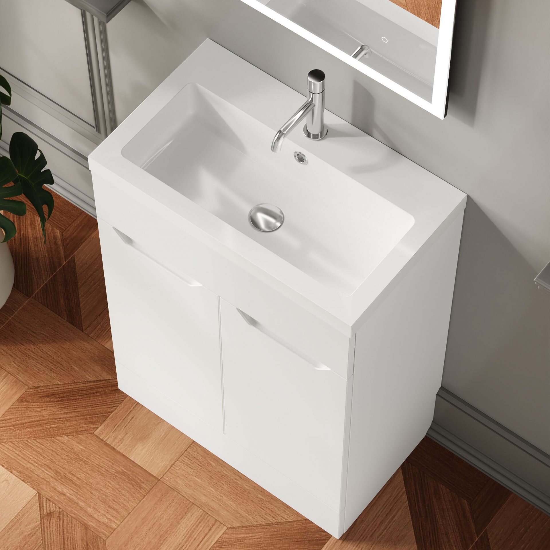 Nuie Lux Loave 600mm 2 Door Standard Floorstanding Unit – Matt White