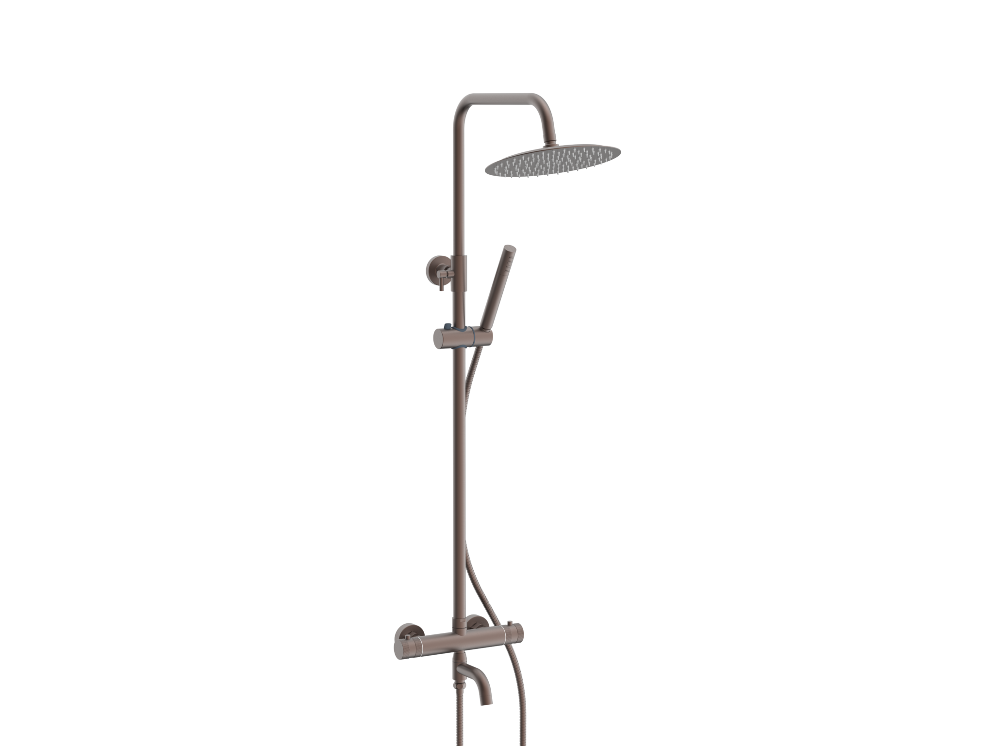 Scudo Core Round Rigid Riser Shower with Bath Filler – Brushed Bronze