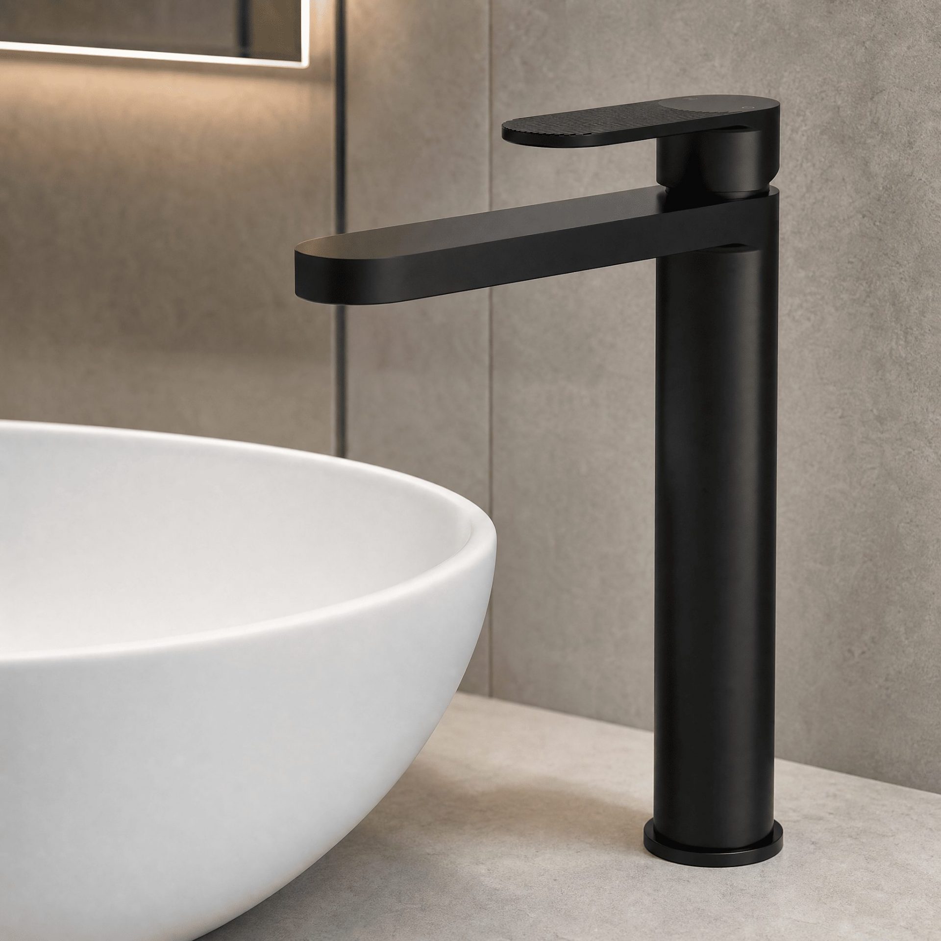 Nuie Cyprus Fluted Tall Mono Basin Mixer – Matt Black