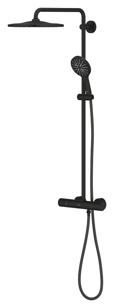 Grohe Rainshower SmartActive 310 Shower System with Thermostat For Wall Mounting – Phantom Black