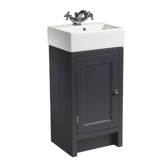 Roper Rhodes Hampton 400mm Cloakroom Vanity Unit & Basin – Matt Slate Grey