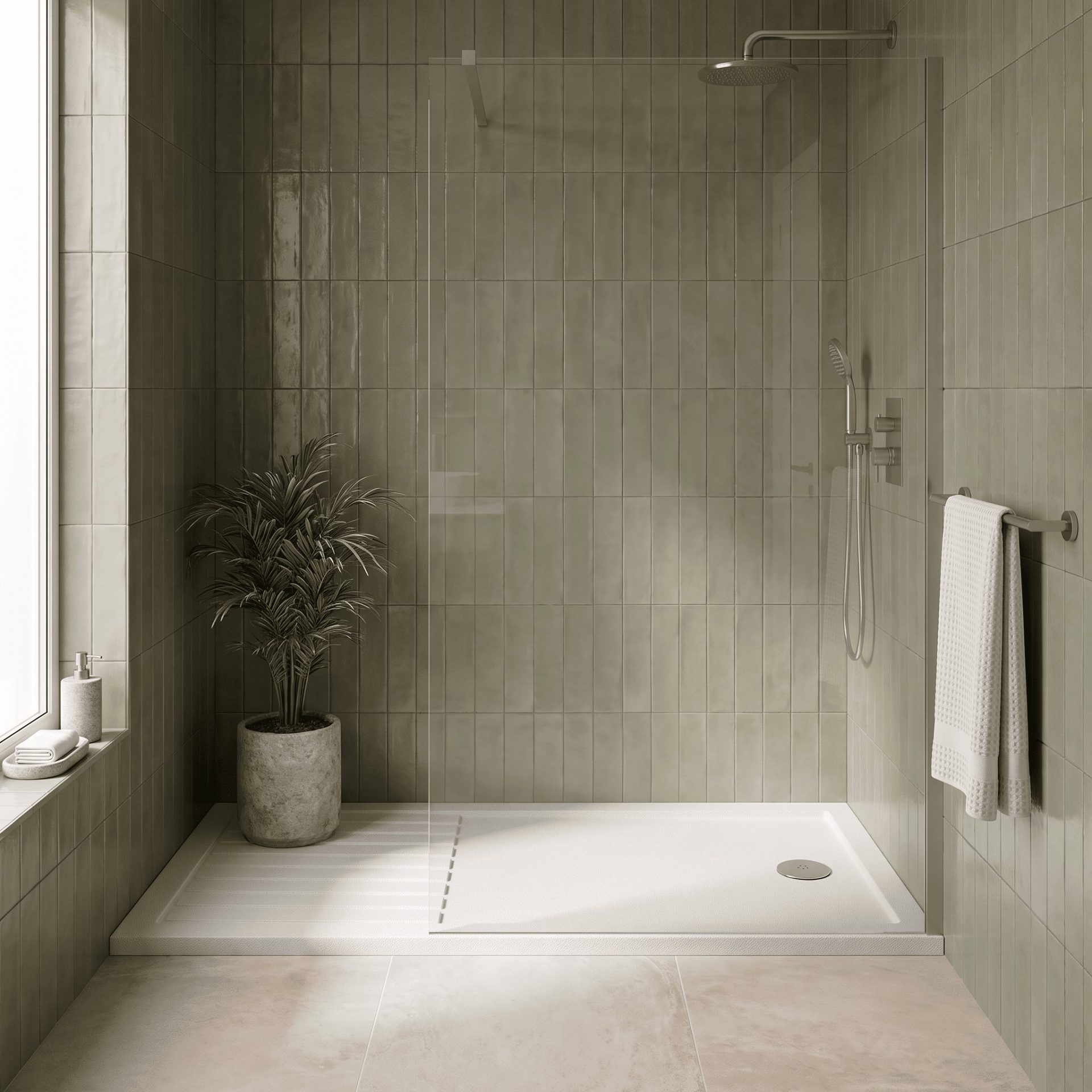 Nuie 40mm Slip Resistant Rectangular Shower Tray – Matt White