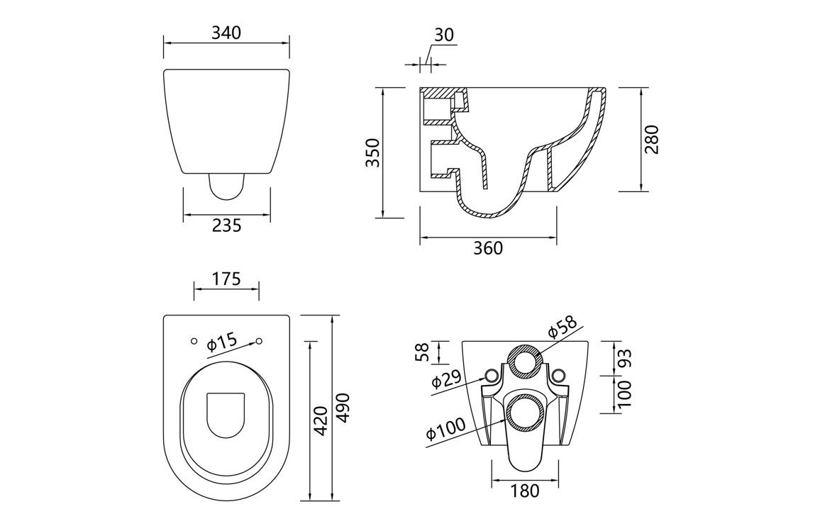 MyBathrooms Opus Swirlux Short Projection Wall Hung WC & Soft Close Seat