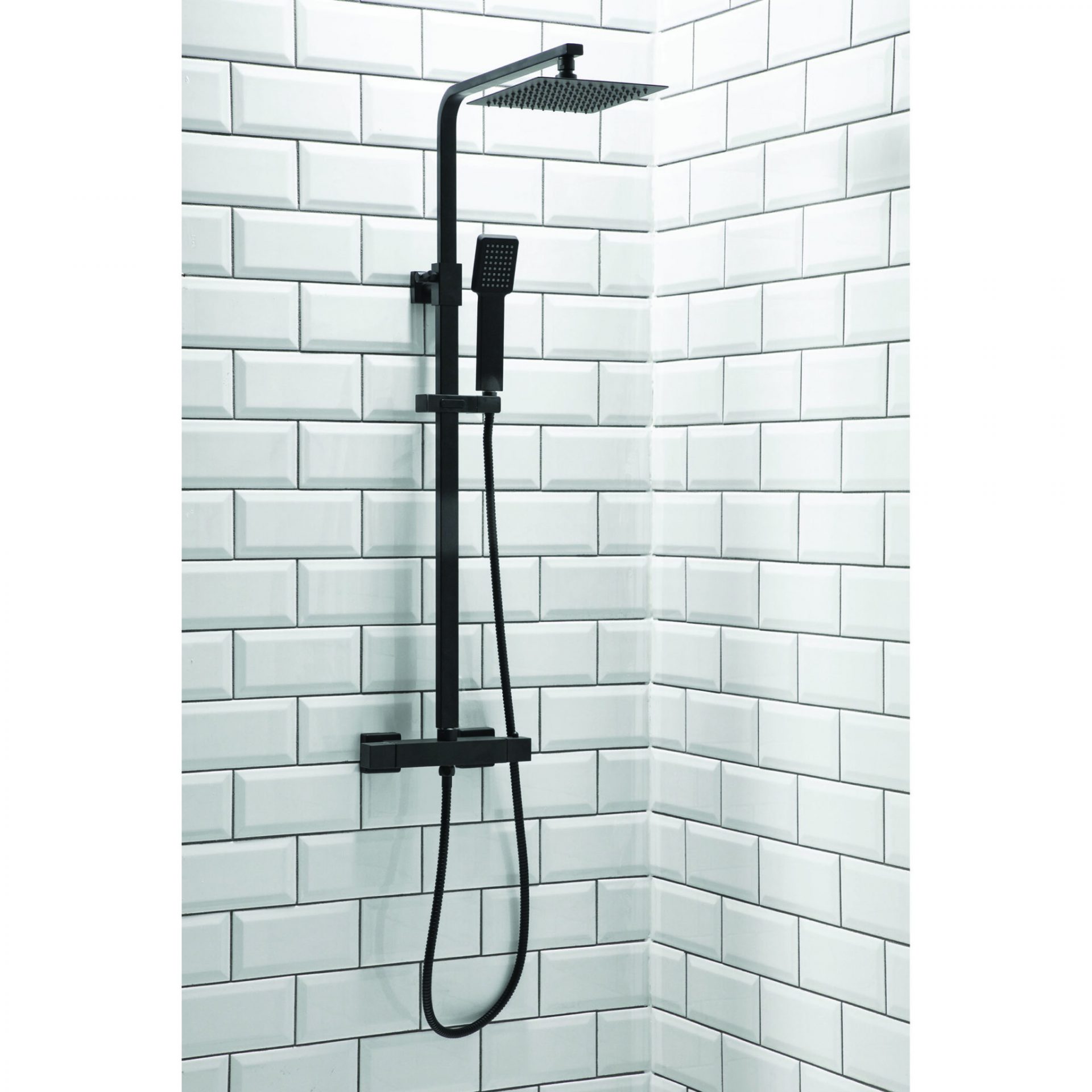 Scudo Elliot Square Rigid Riser Shower Inc. Easykit – Matt Black
