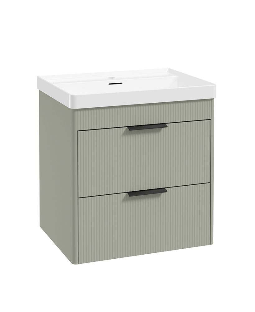 Sonas Reed 600mm 2 Drawer Wall Hung Unit & Basin – Matt Lakeside Sage