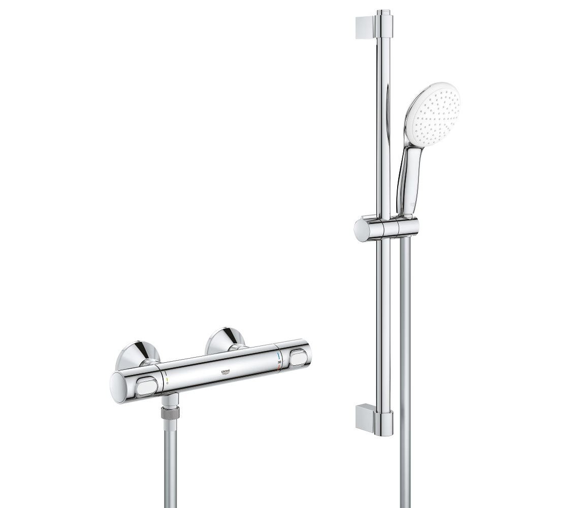Grohe Grohtherm 500 Thermostatic Shower Mixer 1/2″ with Shower Set – Chrome