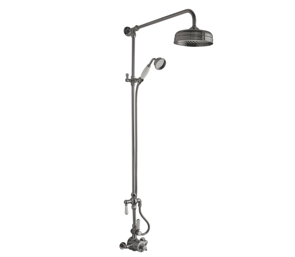 Old London Traditional Shower Kit With Head and Handset – Brushed Pewter